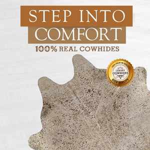 Metallic Cowhide Area Rug – Genuine Leather, 6x7-8 Ft