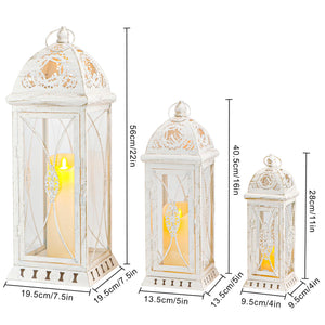 Vintage Metal Candle Lanterns Set of 3 – Indoor & Outdoor Decorative Holders