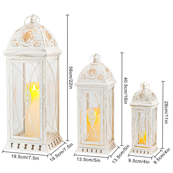 Vintage Metal Candle Lanterns Set of 3 – Indoor & Outdoor Decorative Holders