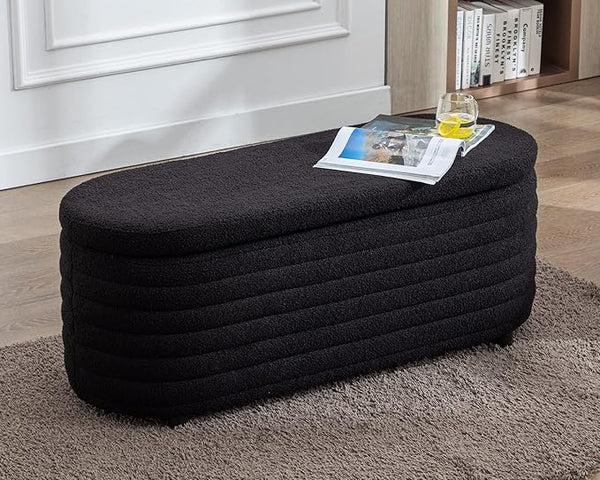 Storage Ottoman Bench with Hidden Storage & Safety Hinge
