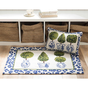 Topiary Hooked Wool Throw Pillow with Polyfill Insert – 20" x 14"