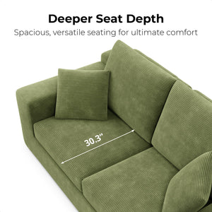 78" Corduroy Loveseat Sofa – Deep Seat, No Assembly Required