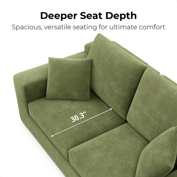 78" Corduroy Loveseat Sofa – Deep Seat, No Assembly Required