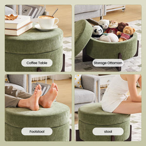 Round Storage Ottoman with Hidden Storage