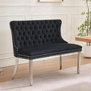 Velvet Settee Dining Bench with Back – Button Tufted Loveseat with Nailhead Trim