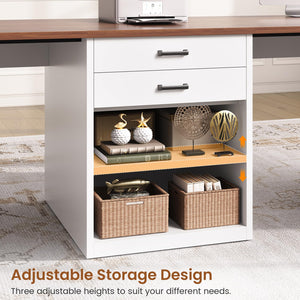 2-Person Computer Desk with Drawers & Storage Shelves, 90.5"