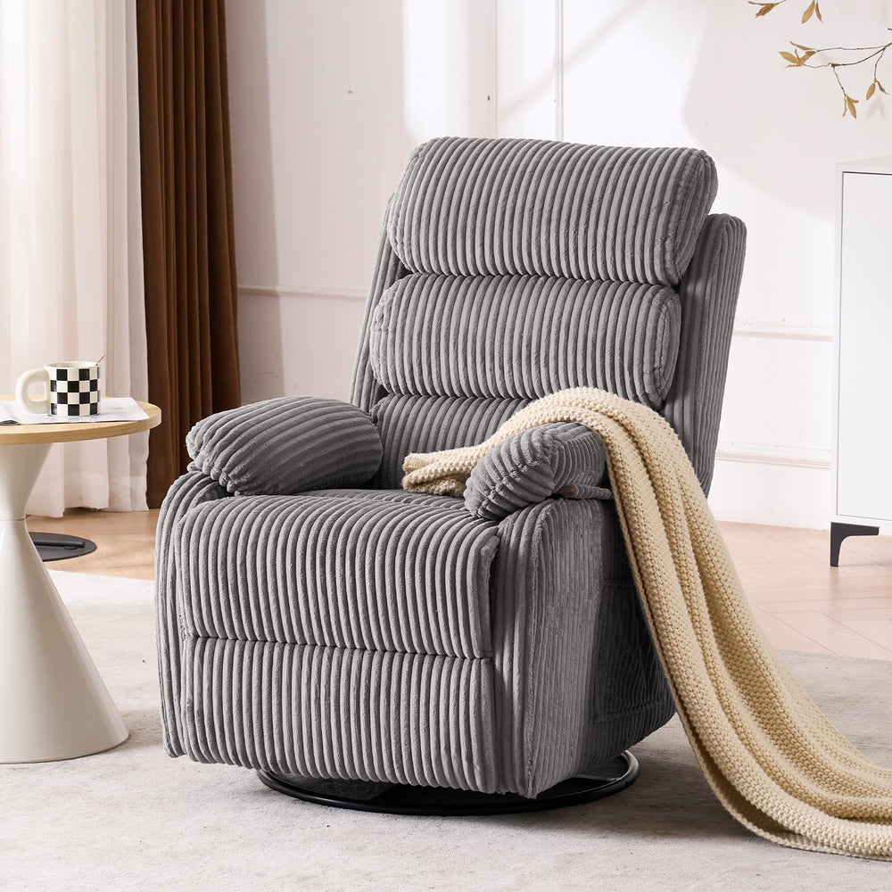 Velvet 360° Swivel Rocker Recliner Chair with Footrest