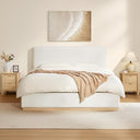 Queen Upholstered Platform Bed Frame with Boucle Fabric