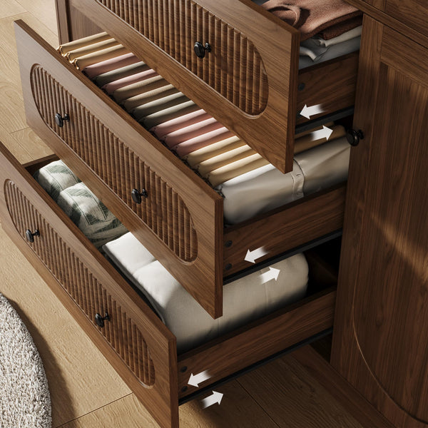 4-Door Freestanding Wardrobe Armoire with Drawers & Hanging Rods