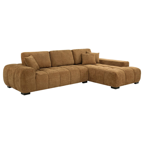 Upholstered Sectional Sofa with Chaise – Grid Tufting & Reversible Cushions