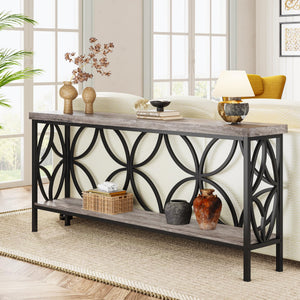Industrial Console Table 70.9 Inch with Storage Shelves