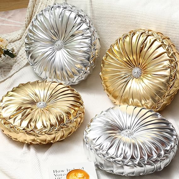Round Velvet Pumpkin Throw Pillows Set of 4