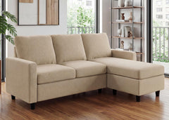 L-Shaped Convertible Sectional Sofa with Linen Fabric