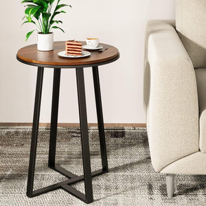 Round End Table with Metal Frame