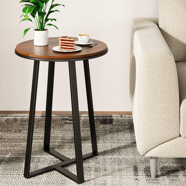 Round End Table with Metal Frame