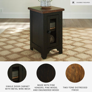 Rustic Farmhouse Chair Side End Table with Cabinet Door
