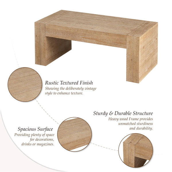 Rustic Wood Coffee Table with Thick Legs & Burl Finish