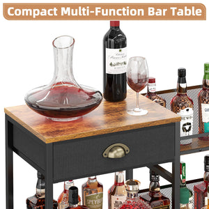 3-Tier Wine Rack Bar Cabinet with Drawer