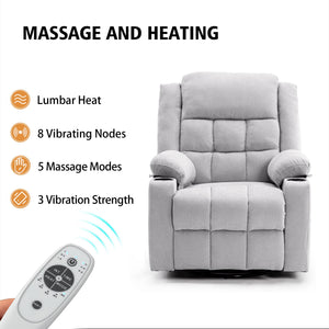 Power Swivel Rocker Recliner Chair with Massage & Heat