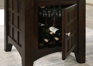 7-Piece Counter Height Dining Set – Square Wood Table with Storage, Wine Rack & 6 Upholstered Chairs