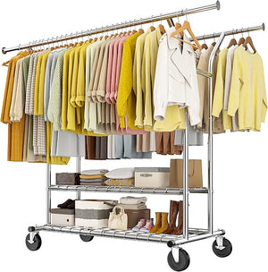 Heavy Duty Double Rod Clothes Rack