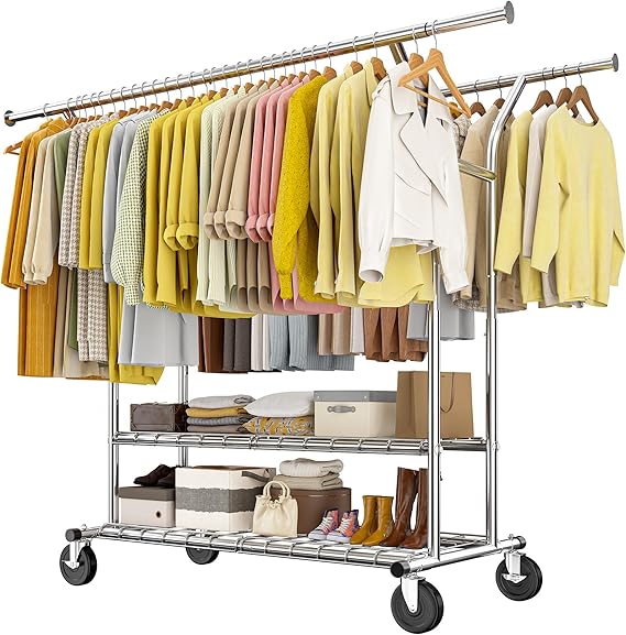 Heavy Duty Double Rod Clothes Rack