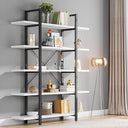 5-Tier Industrial Bookshelf 72" Tall – Metal Frame & Wood Shelves