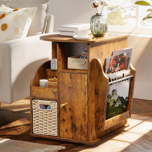 Rotating End Table with Storage & Swivel Base