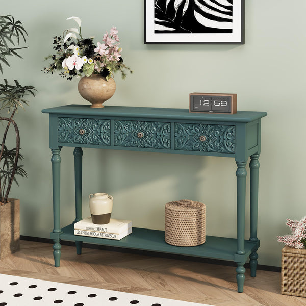 Console Table with 3 Drawers & Open Shelf