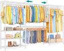 Extendable Garment Rack with Adjustable Shelves & Hanging Rails