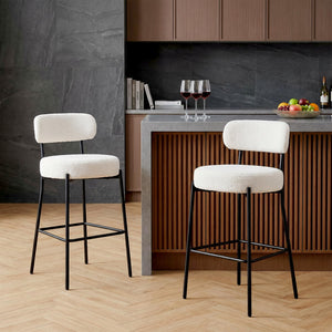 Upholstered Bar Stools with Back — 27" Seat Height, Metal Frame