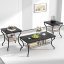 3-Piece Living Room Coffee Table Set with Storage Shelves