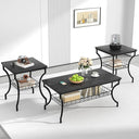 3-Piece Living Room Table Set with Storage Shelves