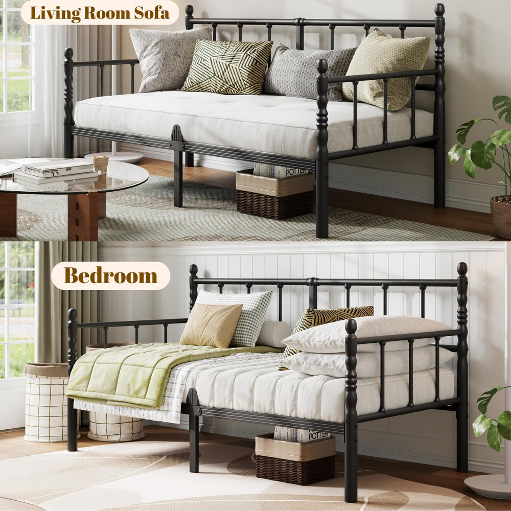 Twin Metal Daybed Frame with Headboard