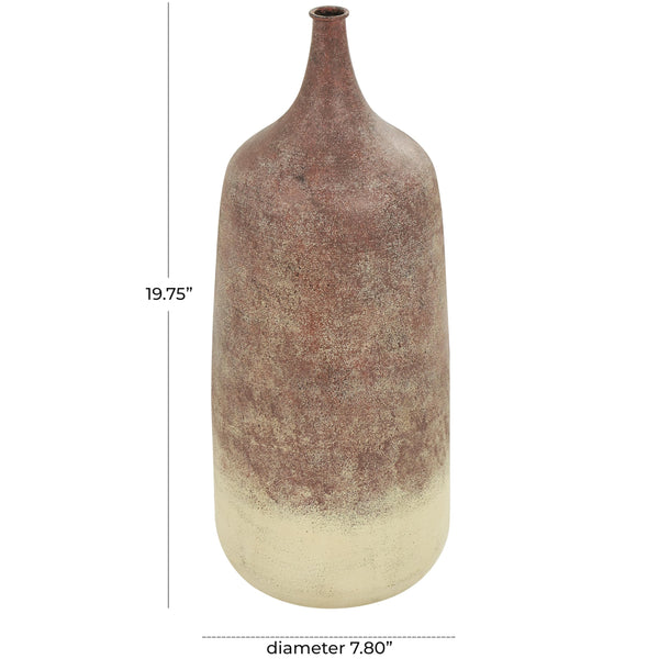 Large Round Iron Decorative Vase – Copper Ombre Farmhouse Centerpiece