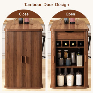59-Inch Fluted Kitchen Island with Storage
