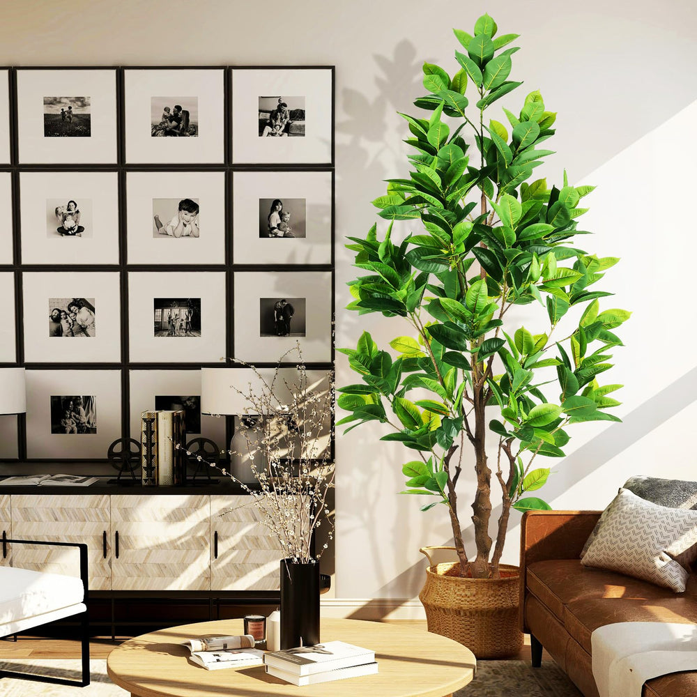 Artificial Rubber Tree 7.2ft Indoor Outdoor Plant