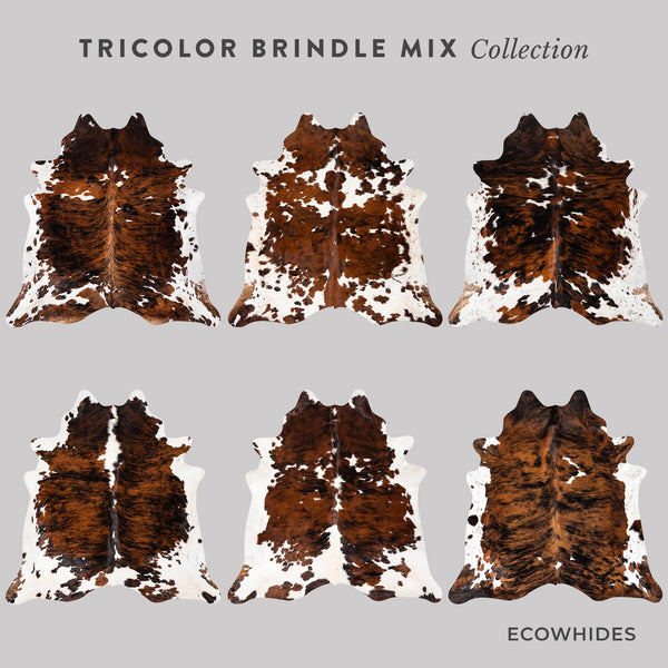 Genuine Brazilian Cowhide Rug – Tricolor Brindle Mix
