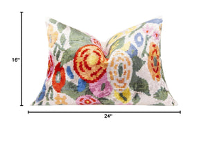 Handmade Floral Velvet Throw Pillow 16x24
