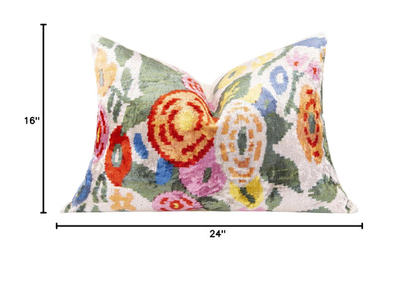 Handmade Floral Velvet Throw Pillow 16x24