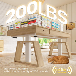 59" L-Shaped Electric Standing Desk with Drawers & Power Outlets