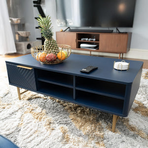 Modern Coffee Table with Storage – Navy Blue