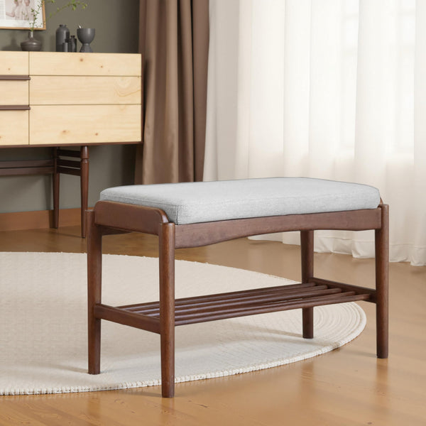 Black Walnut Shoe Bench with Cushion
