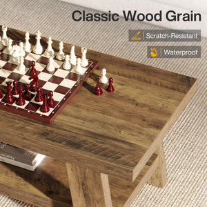 2-Tier Rectangular Coffee Table with Storage Shelf