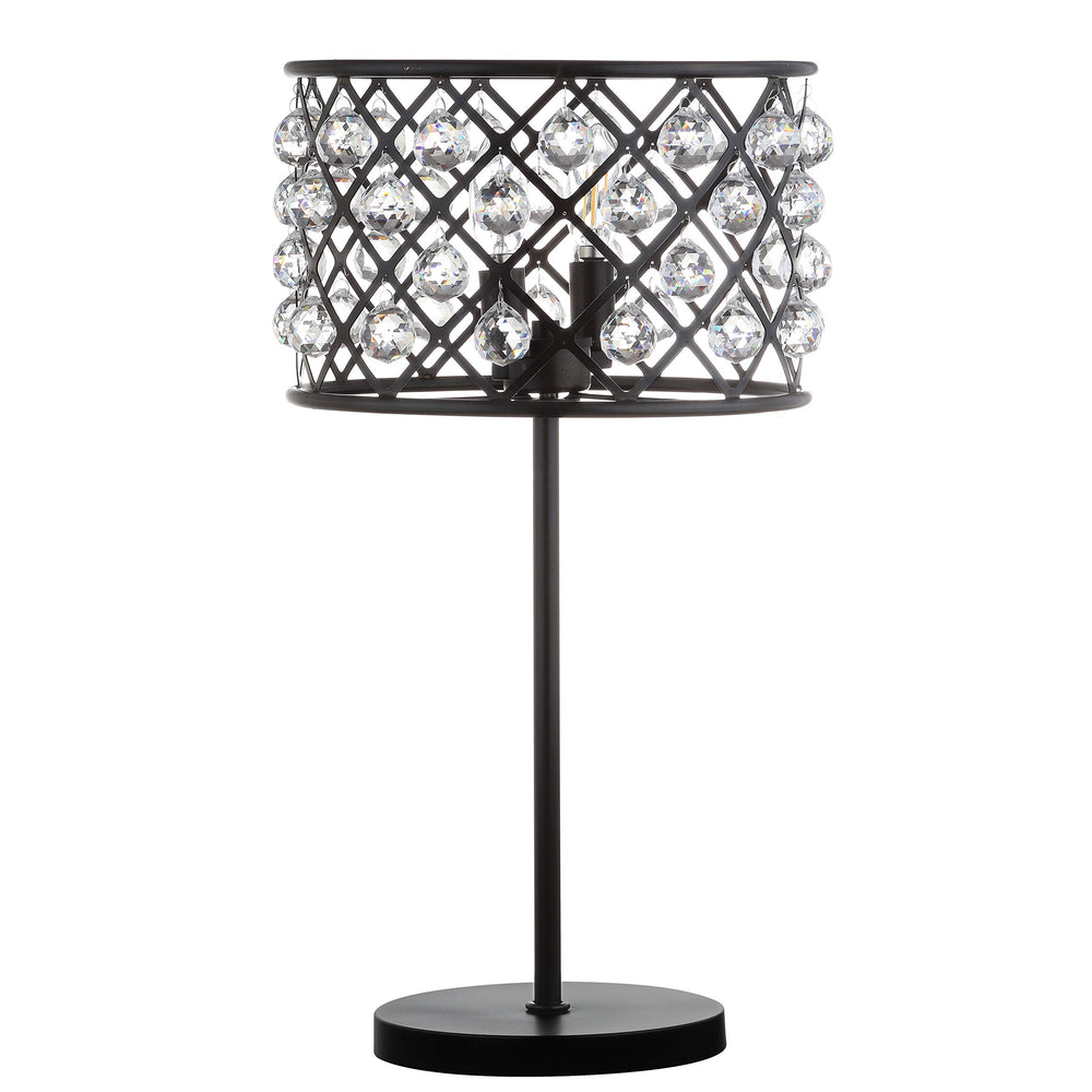 22.5" Oil Rubbed Bronze 2-Light Crystal and Iron Table Lamp
