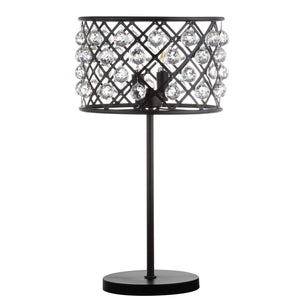 22.5" Oil Rubbed Bronze 2-Light Crystal and Iron Table Lamp