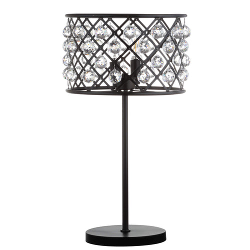 22.5" Oil Rubbed Bronze 2-Light Crystal and Iron Table Lamp