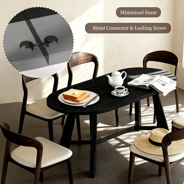 Oval Dining Table for 6-8 People with Tapered Legs
