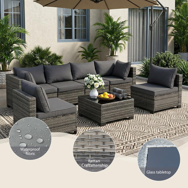 7-Piece Outdoor Wicker Patio Conversation Set with Coffee Table