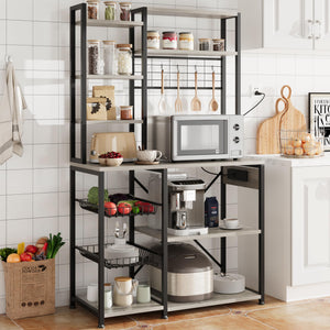 Baker's Rack with Power Outlet & Wire Basket